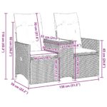 Canapé de jardin inclinable 2 places avec Table en résine tressée grise – Image 9