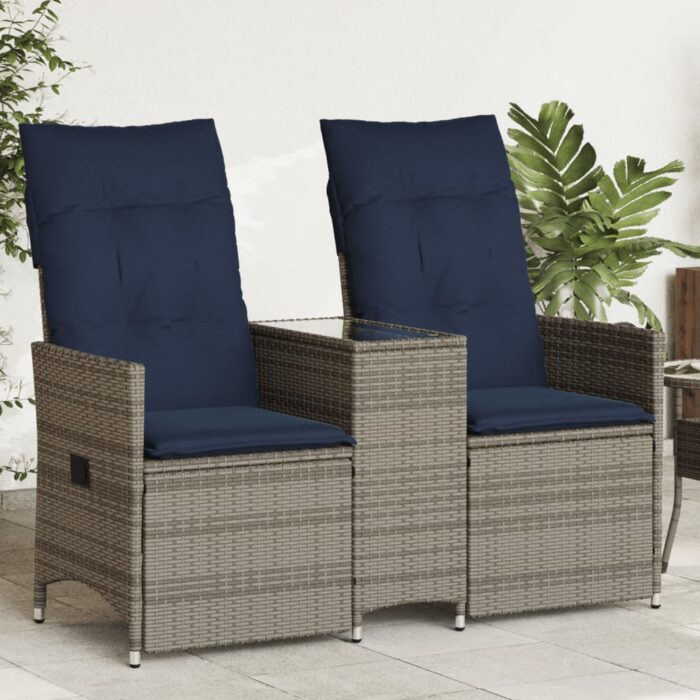 VXL8721012313422_m_en_hd_1.jpg Canapé de jardin inclinable 2 places avec Table en résine tressée grise – Image 1