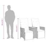 Canapé de jardin inclinable 2 places avec table beige rotin – Image 8