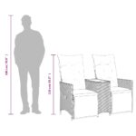 Canapé de jardin inclinable 2 places avec Table en résine tressée grise – Image 8