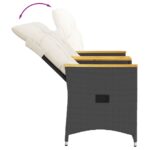 Canapé de jardin inclinable 2 places avec table noir poly rotin – Image 5