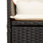 Canapé de jardin inclinable 2 places avec table noir poly rotin – Image 7