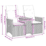 Canapé de jardin inclinable 2 places avec table noir poly rotin – Image 8