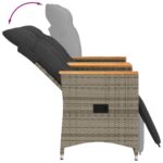 Canapé de jardin inclinable 2 places avec table gris poly rotin – Image 4