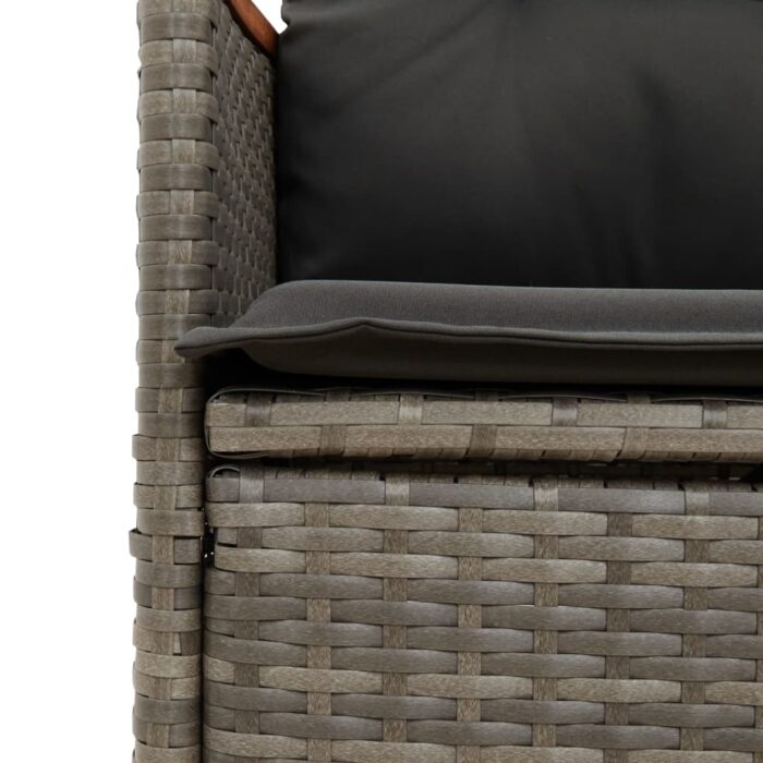 Canapé de jardin inclinable 2 places avec table gris poly rotin – Image 7