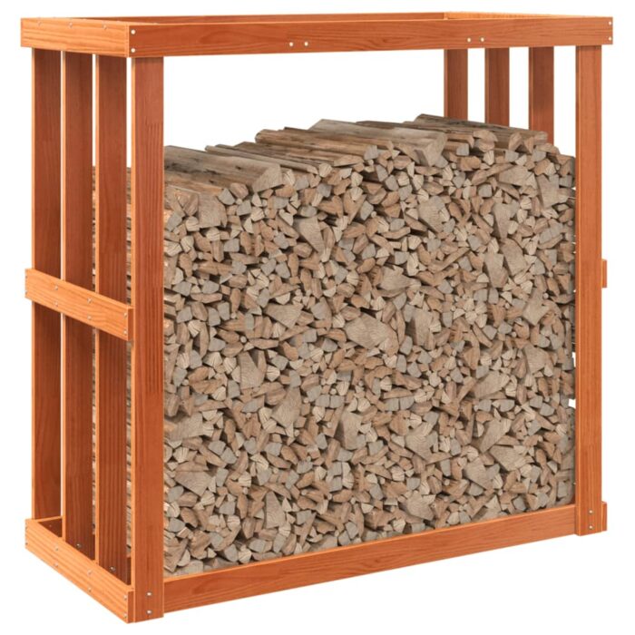 Porte-bûches d’extérieur cire marron 109x52x106 cm bois pin – Image 2
