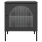 Tables de chevet 2 pcs noir 50x35x60 cm verre et acier – Image 2