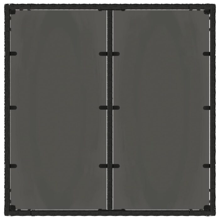 Table de jardin dessus en verre Noir 90x90x75 cm Résine tressée – Image 5