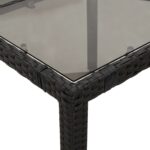 Table de jardin dessus en verre Noir 90x90x75 cm Résine tressée – Image 6