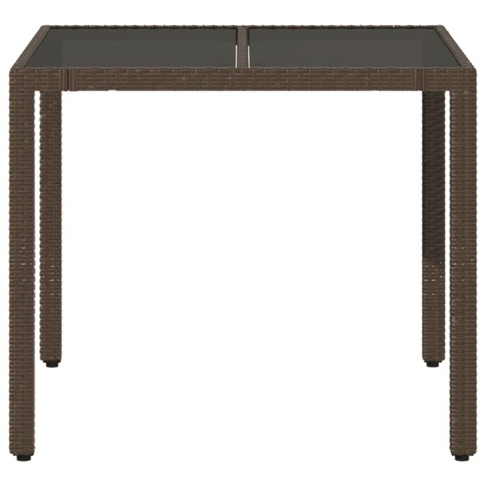 Table de jardin avec dessus en verre marron résine tressée – Image 2
