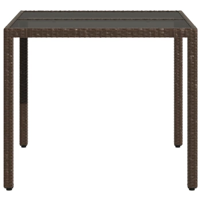 Table de jardin avec dessus en verre marron résine tressée – Image 3