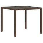 Table de jardin avec dessus en verre marron résine tressée – Image 4