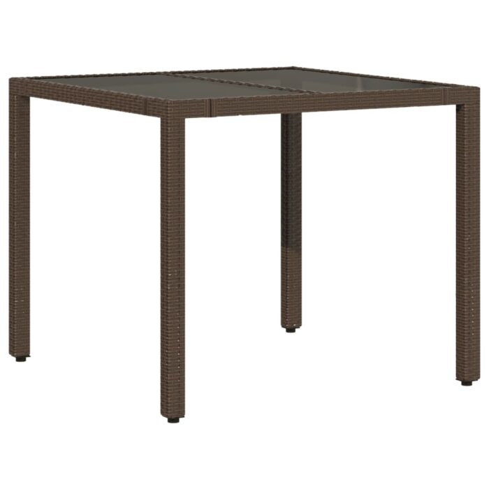 Table de jardin avec dessus en verre marron résine tressée – Image 4