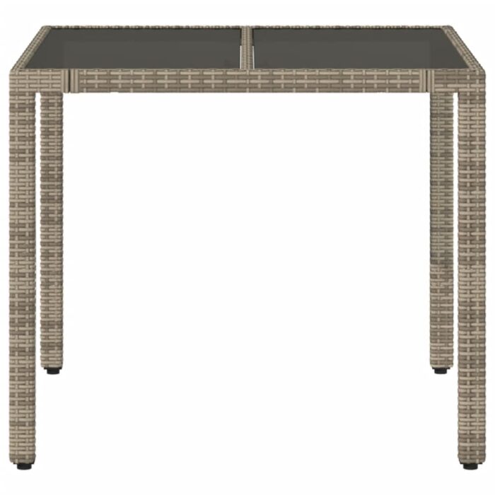 Table de jardin dessus en verre Gris 90x90x75 cm Résine tressée – Image 2