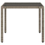 Table de jardin dessus en verre Gris 90x90x75 cm Résine tressée – Image 3