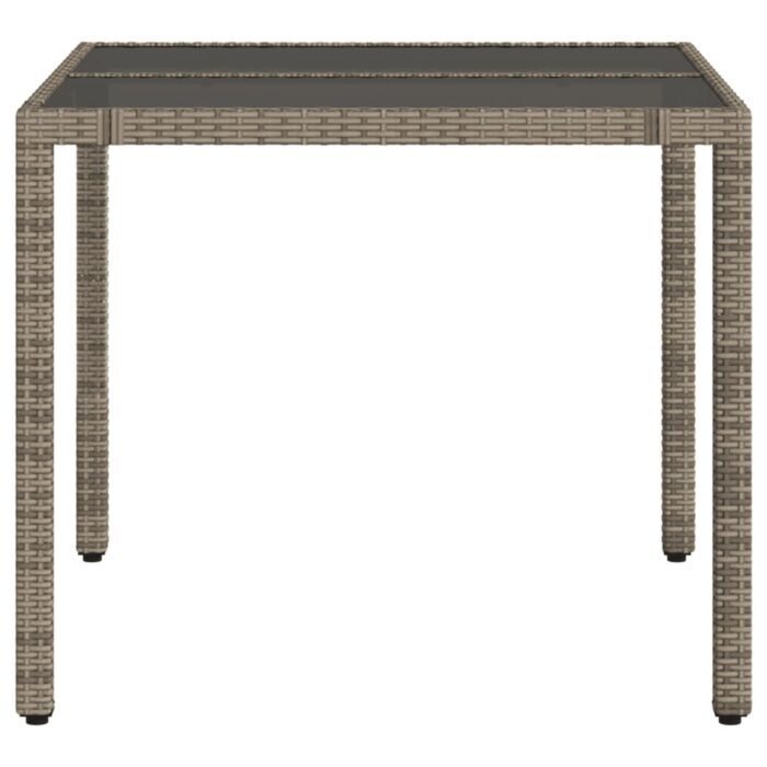 Table de jardin dessus en verre Gris 90x90x75 cm Résine tressée – Image 3