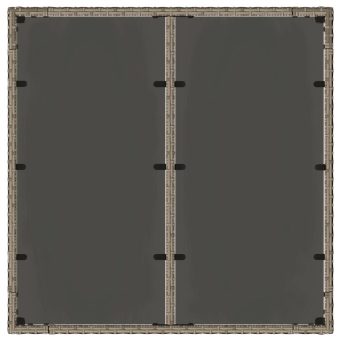 Table de jardin dessus en verre Gris 90x90x75 cm Résine tressée – Image 5