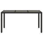 Table de jardin dessus en verre Noir 150x90x75cm Résine tressée – Image 2