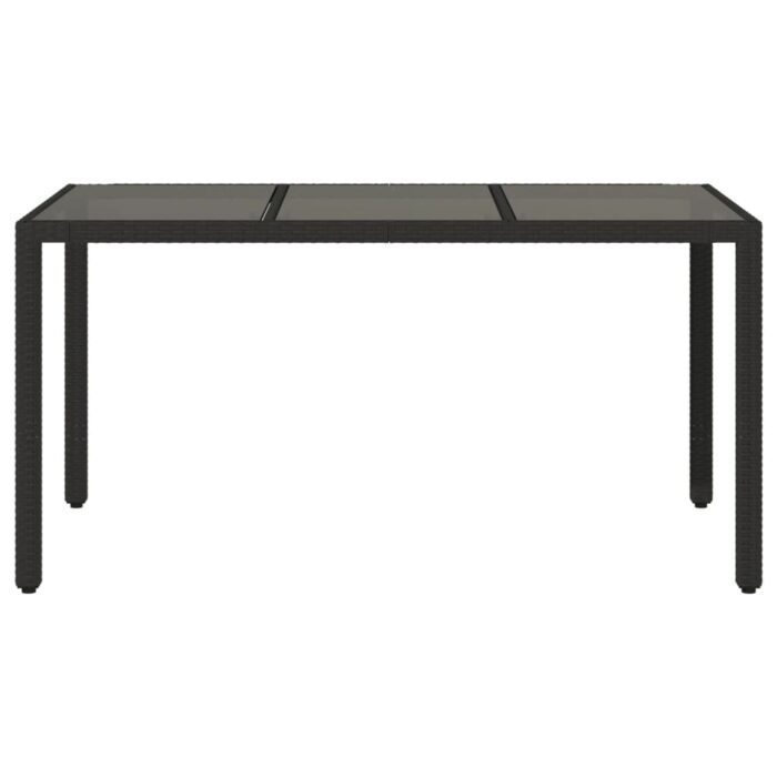 Table de jardin dessus en verre Noir 150x90x75cm Résine tressée – Image 2
