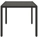 Table de jardin dessus en verre Noir 150x90x75cm Résine tressée – Image 3