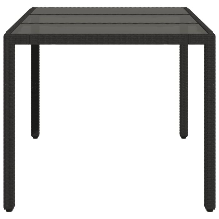 Table de jardin dessus en verre Noir 150x90x75cm Résine tressée – Image 3