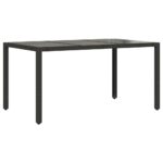 Table de jardin dessus en verre Noir 150x90x75cm Résine tressée – Image 4