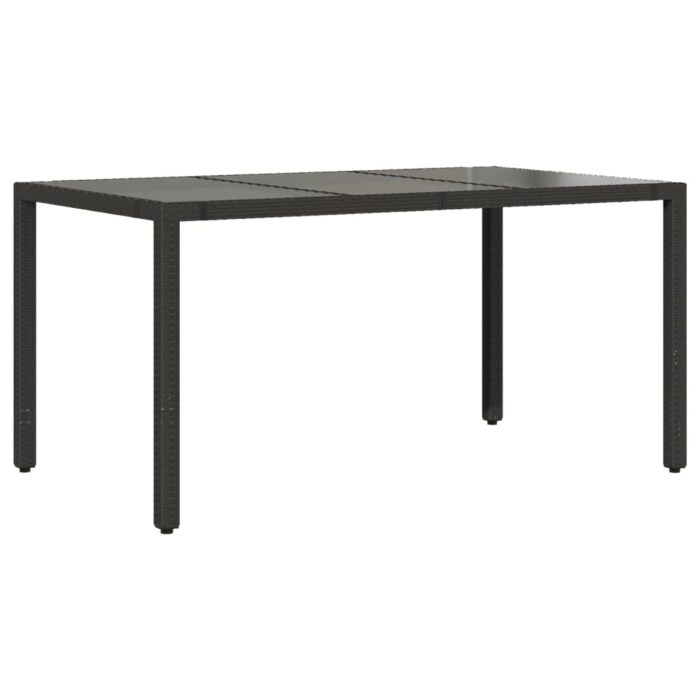 Table de jardin dessus en verre Noir 150x90x75cm Résine tressée – Image 4