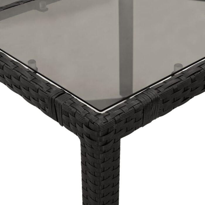 Table de jardin dessus en verre Noir 150x90x75cm Résine tressée – Image 6