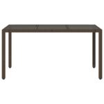 Table de jardin avec dessus en verre marron résine tressée – Image 2