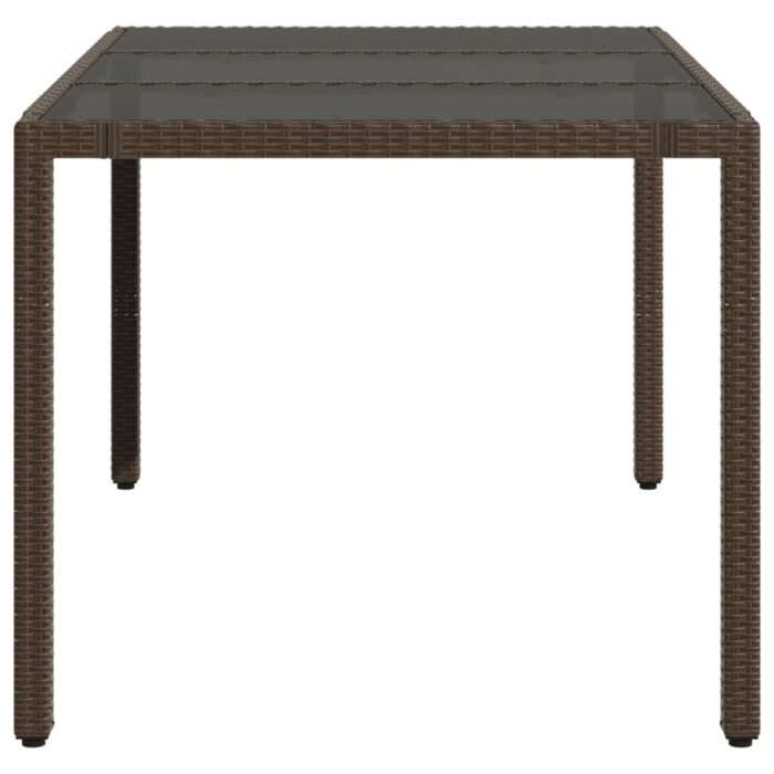 Table de jardin avec dessus en verre marron résine tressée – Image 3