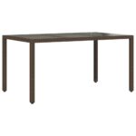 Table de jardin avec dessus en verre marron résine tressée – Image 4