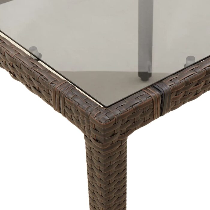 Table de jardin avec dessus en verre marron résine tressée – Image 6