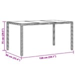 Table de jardin avec dessus en verre marron résine tressée – Image 9