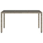 Table de jardin dessus en verre Gris 150x90x75cm Résine tressée – Image 2
