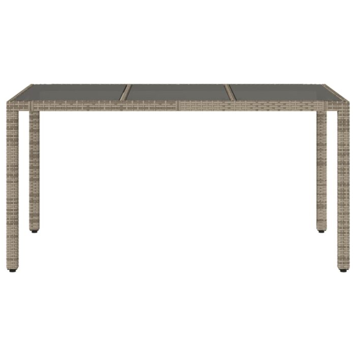 Table de jardin dessus en verre Gris 150x90x75cm Résine tressée – Image 2