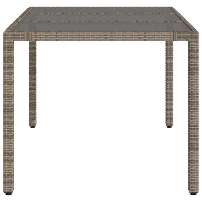 Table de jardin dessus en verre Gris 150x90x75cm Résine tressée – Image 3