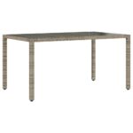 Table de jardin dessus en verre Gris 150x90x75cm Résine tressée – Image 4