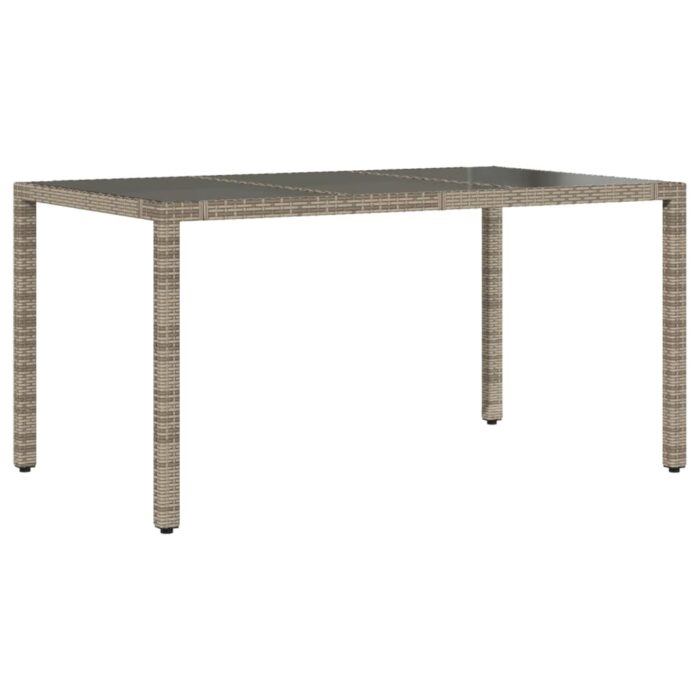 Table de jardin dessus en verre Gris 150x90x75cm Résine tressée – Image 4