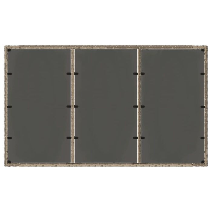 Table de jardin dessus en verre Gris 150x90x75cm Résine tressée – Image 5