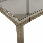 Table de jardin dessus en verre Gris 150x90x75cm Résine tressée – Image 6