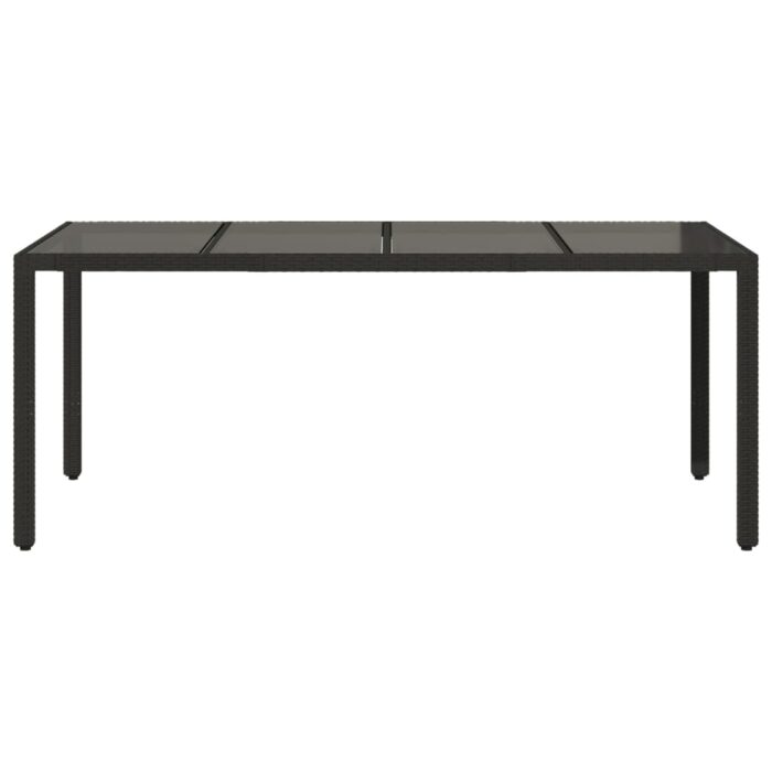 Table de jardin dessus en verre Noir 190x90x75cm Résine tressée – Image 2