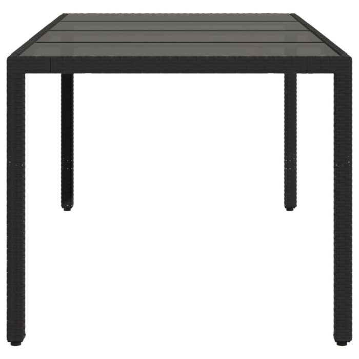 Table de jardin dessus en verre Noir 190x90x75cm Résine tressée – Image 3