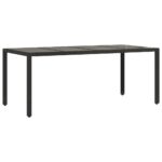 Table de jardin dessus en verre Noir 190x90x75cm Résine tressée – Image 4