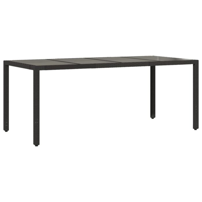 Table de jardin dessus en verre Noir 190x90x75cm Résine tressée – Image 4