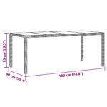 Table de jardin dessus en verre Noir 190x90x75cm Résine tressée – Image 9