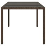Table de jardin avec dessus en verre marron résine tressée – Image 3