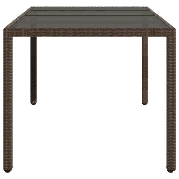 Table de jardin avec dessus en verre marron résine tressée – Image 3