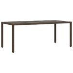 Table de jardin avec dessus en verre marron résine tressée – Image 4