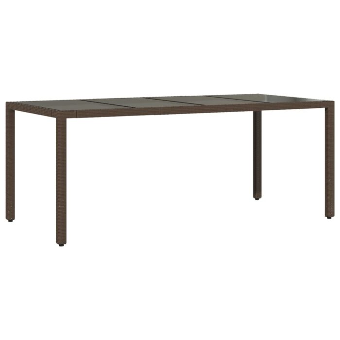 Table de jardin avec dessus en verre marron résine tressée – Image 4