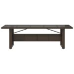 Table de jardin avec dessus en verre marron résine tressée – Image 2